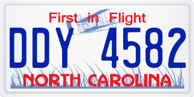 NC license plate DDY4582