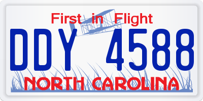 NC license plate DDY4588