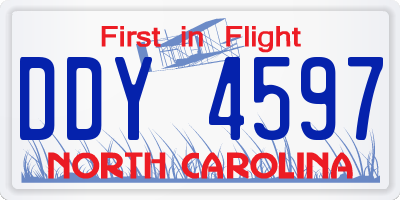 NC license plate DDY4597