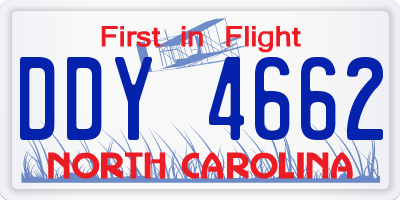 NC license plate DDY4662