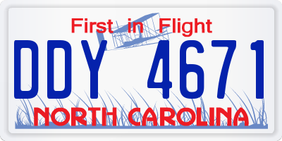 NC license plate DDY4671