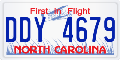 NC license plate DDY4679