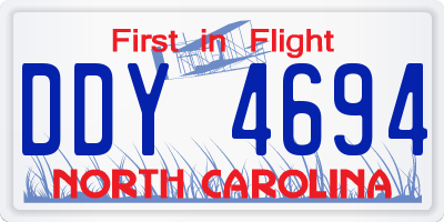 NC license plate DDY4694