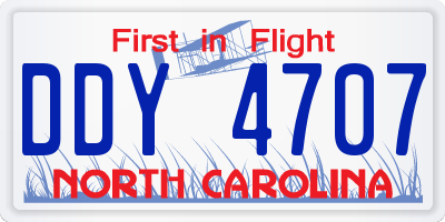 NC license plate DDY4707