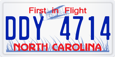NC license plate DDY4714