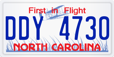 NC license plate DDY4730
