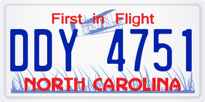 NC license plate DDY4751