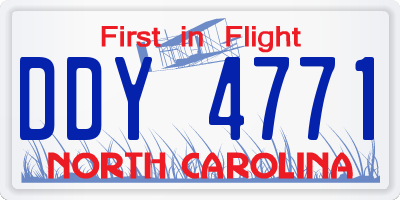 NC license plate DDY4771