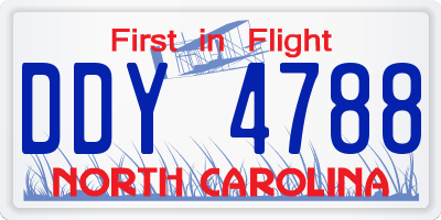 NC license plate DDY4788