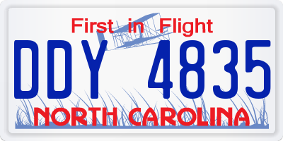 NC license plate DDY4835