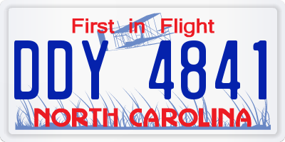 NC license plate DDY4841