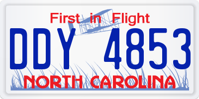 NC license plate DDY4853