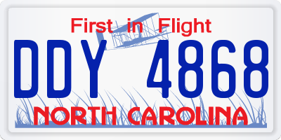 NC license plate DDY4868