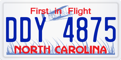 NC license plate DDY4875