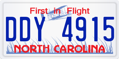 NC license plate DDY4915
