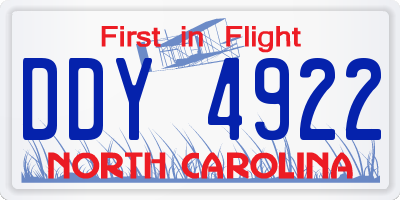 NC license plate DDY4922