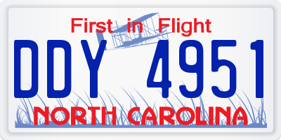 NC license plate DDY4951