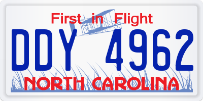 NC license plate DDY4962