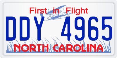 NC license plate DDY4965