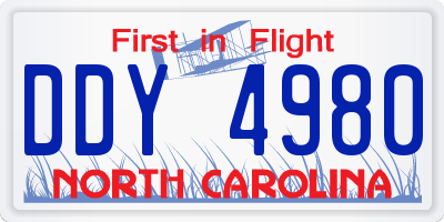 NC license plate DDY4980