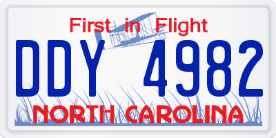 NC license plate DDY4982
