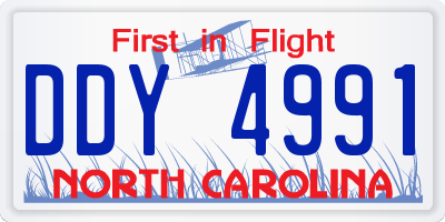 NC license plate DDY4991
