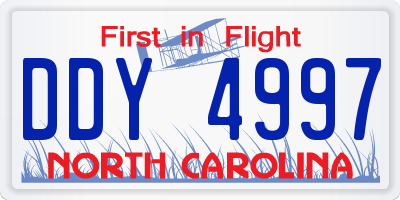 NC license plate DDY4997