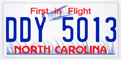 NC license plate DDY5013