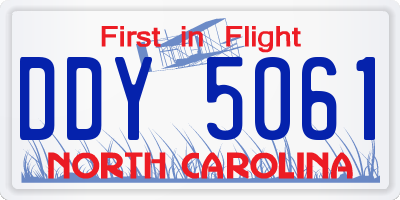 NC license plate DDY5061