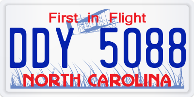 NC license plate DDY5088