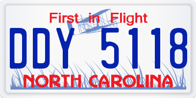 NC license plate DDY5118