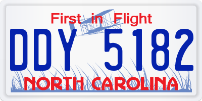 NC license plate DDY5182