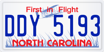 NC license plate DDY5193