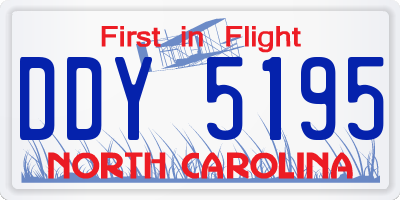 NC license plate DDY5195