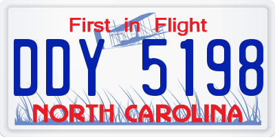 NC license plate DDY5198
