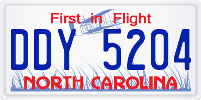 NC license plate DDY5204