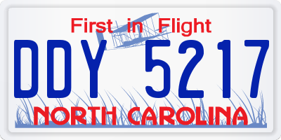 NC license plate DDY5217