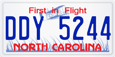 NC license plate DDY5244