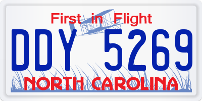 NC license plate DDY5269