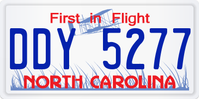 NC license plate DDY5277