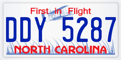 NC license plate DDY5287