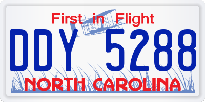 NC license plate DDY5288