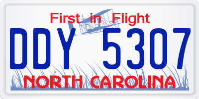 NC license plate DDY5307