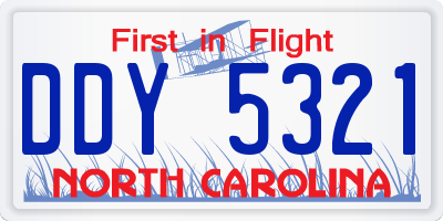 NC license plate DDY5321