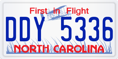 NC license plate DDY5336