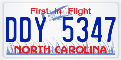 NC license plate DDY5347
