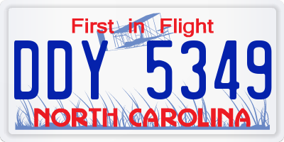 NC license plate DDY5349
