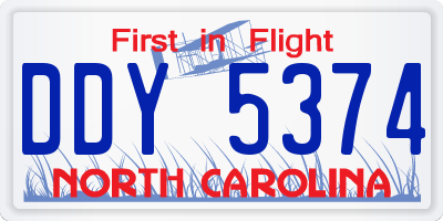 NC license plate DDY5374