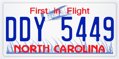 NC license plate DDY5449