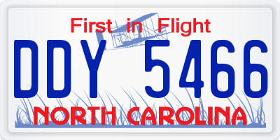 NC license plate DDY5466